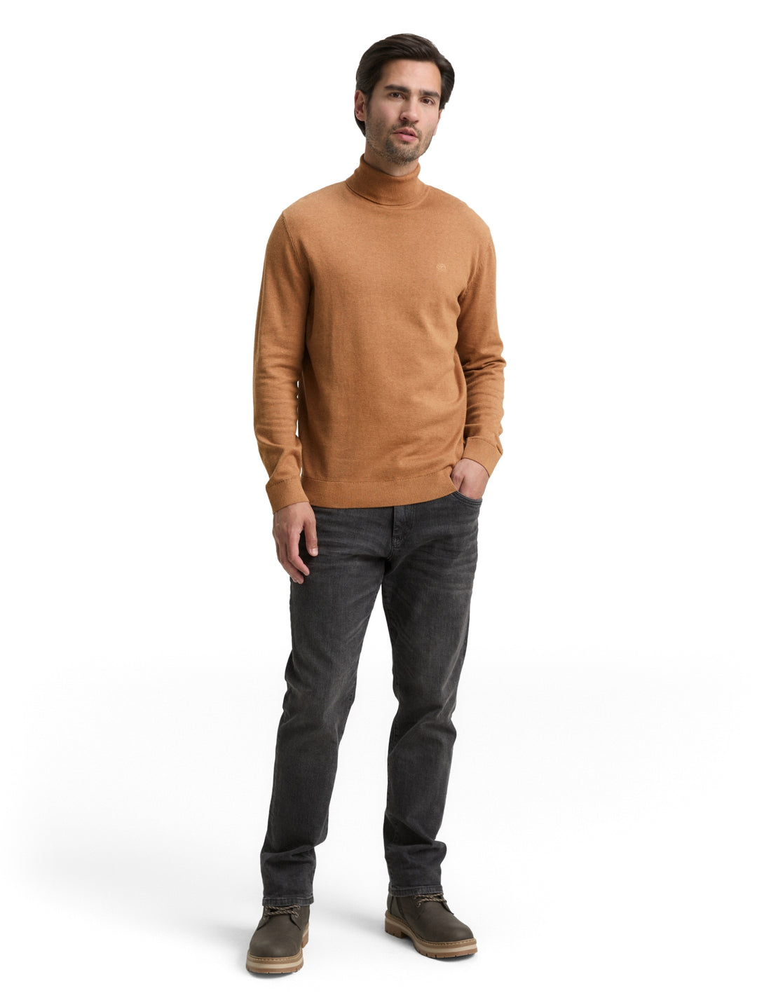 basic turtleneck knit, mid brown melange 39098 Bild 3