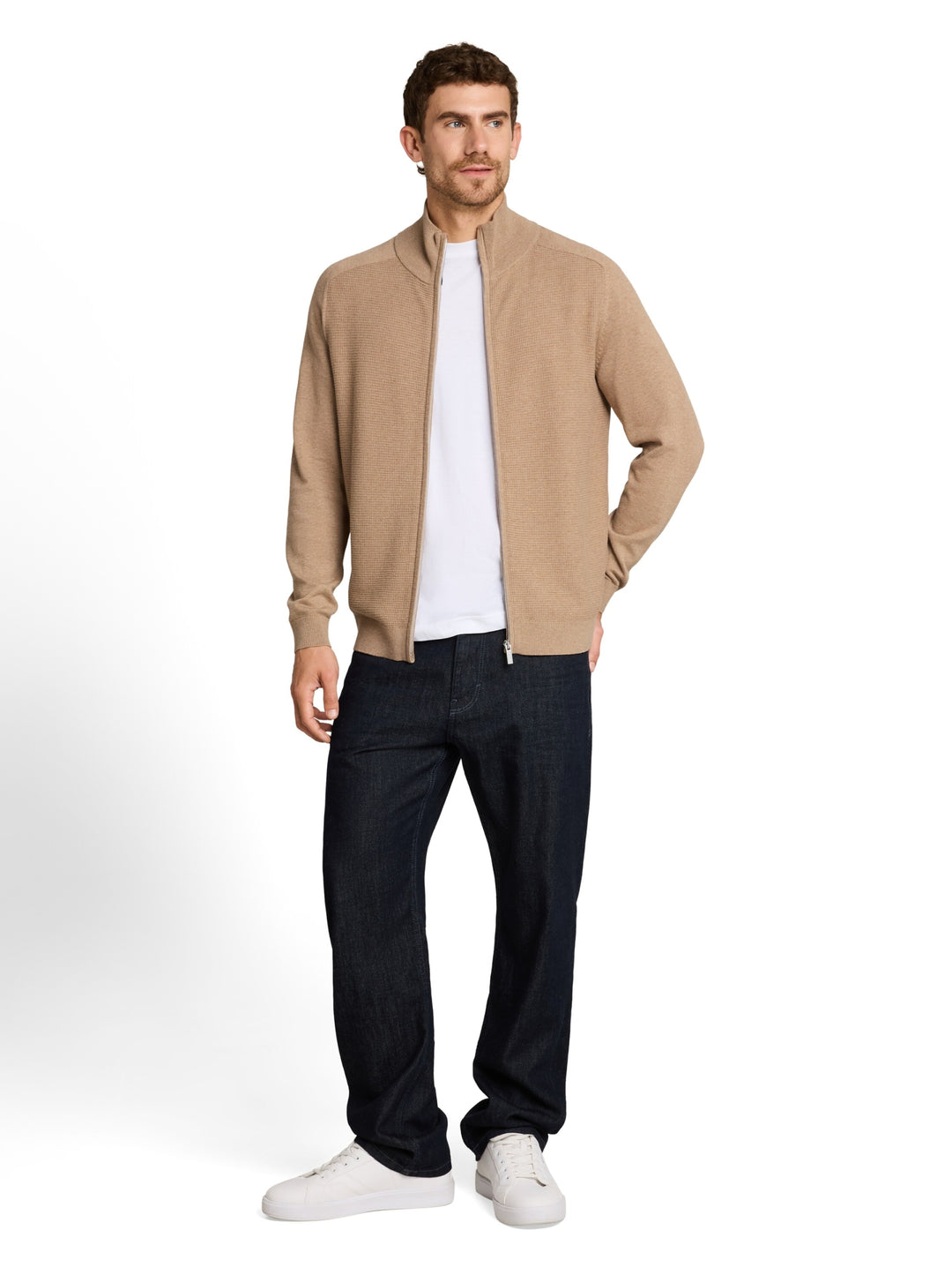 basic zip jacket knit, hazel brown melange 31089 Bild 3