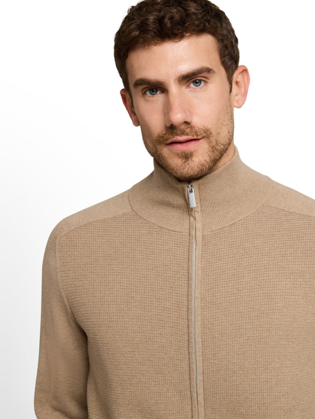 basic zip jacket knit, hazel brown melange 31089 Bild 6