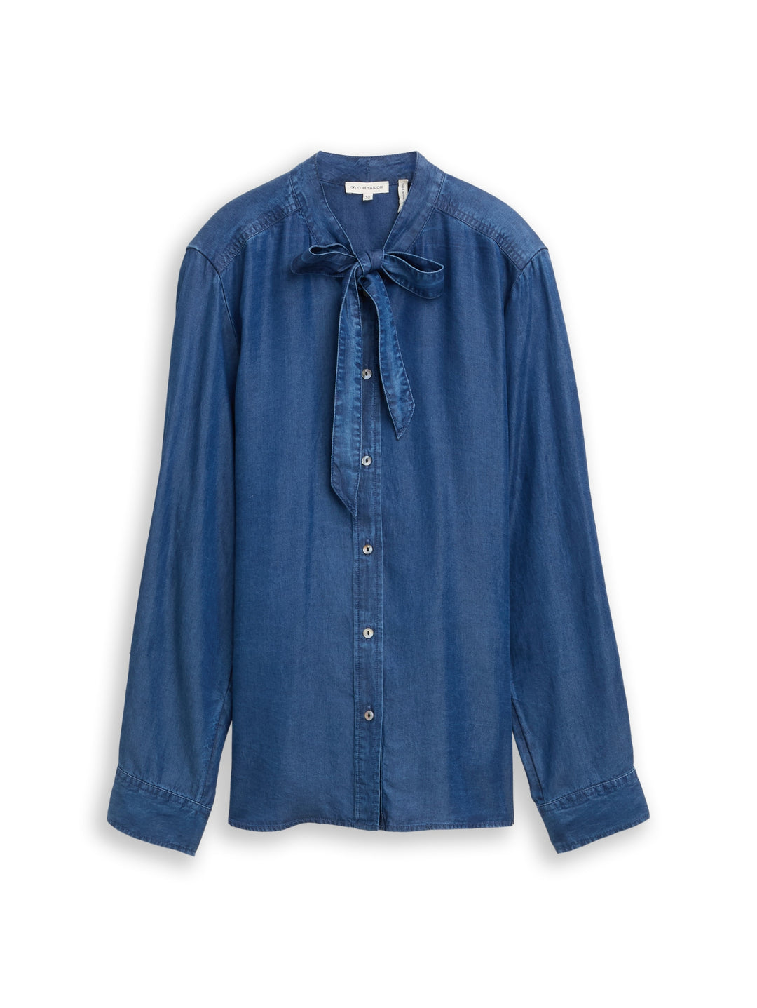 blouse denim look with bow tie, blue denim dark wash 10134 Bild 1