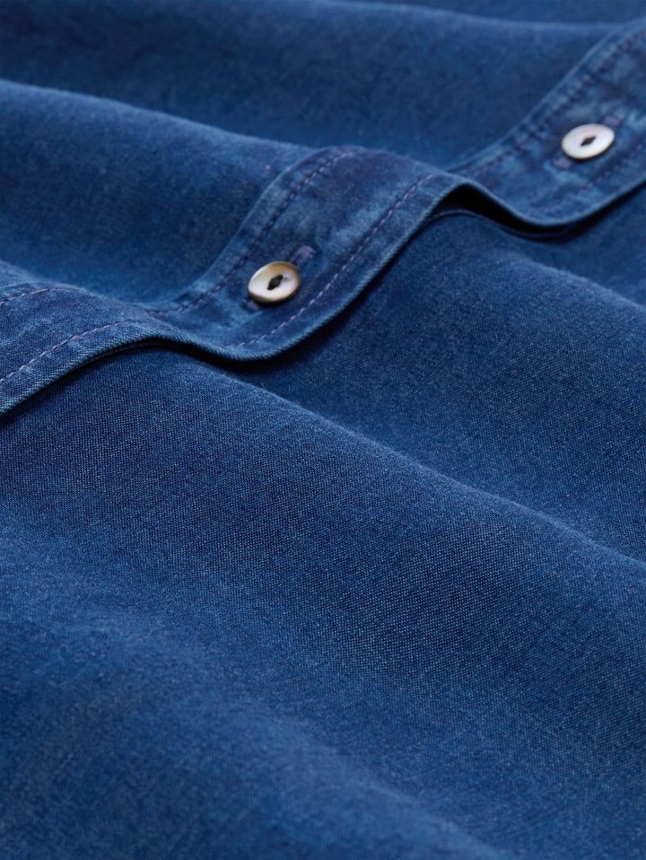 blouse denim look with bow tie, blue denim dark wash 10134 Bild 2