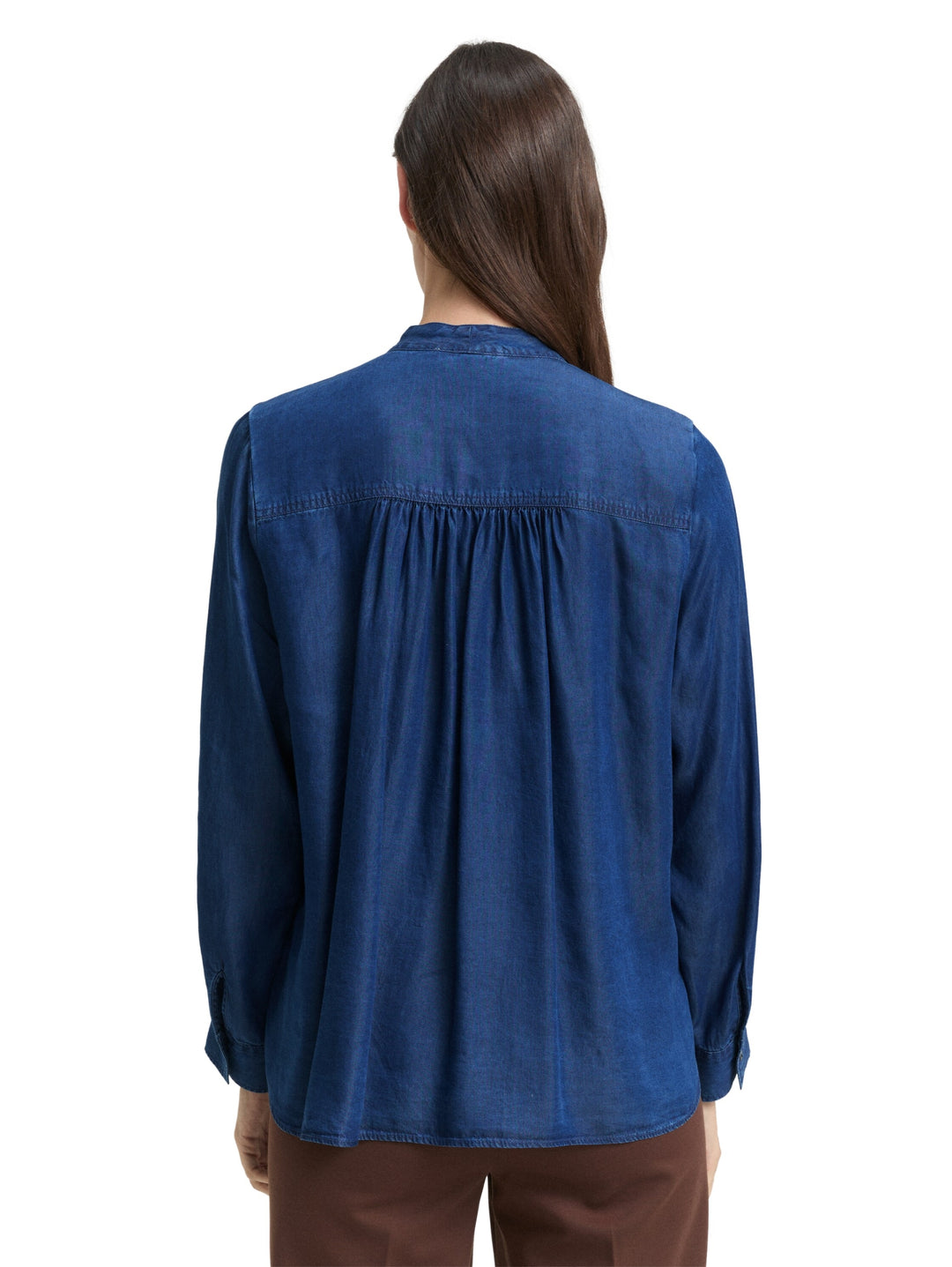 blouse denim look with bow tie, blue denim dark wash 10134 Bild 4