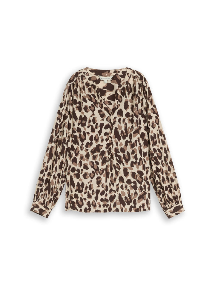 blouse easy longsleeves shape, brown beige leo print 40747 Bild 1