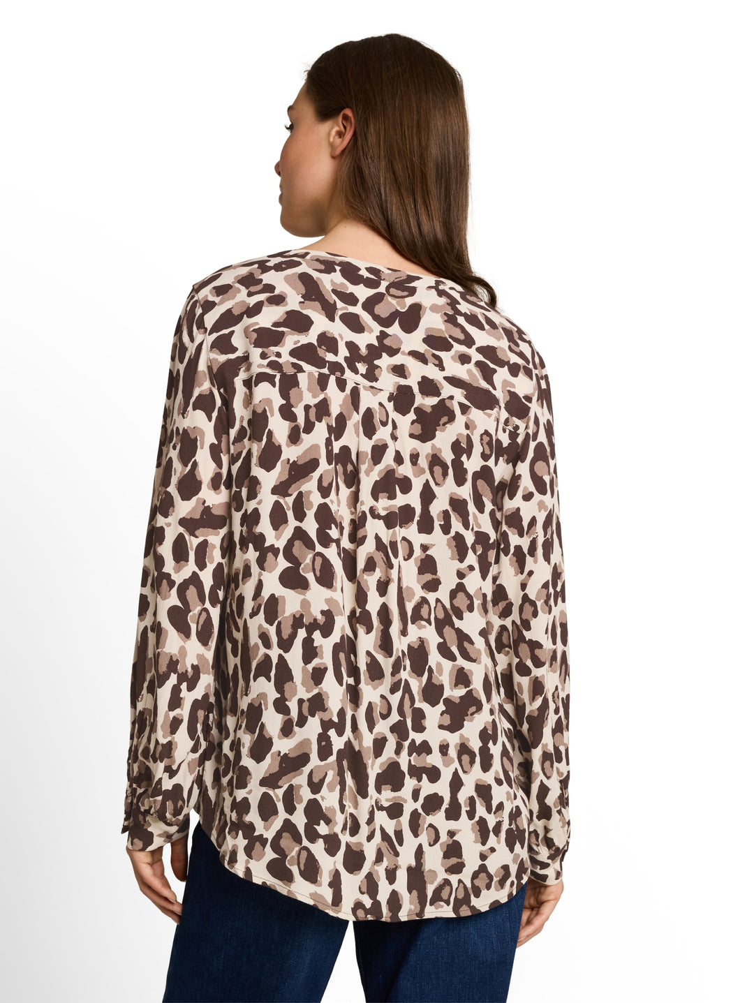 blouse easy longsleeves shape, brown beige leo print 40747 Bild 4