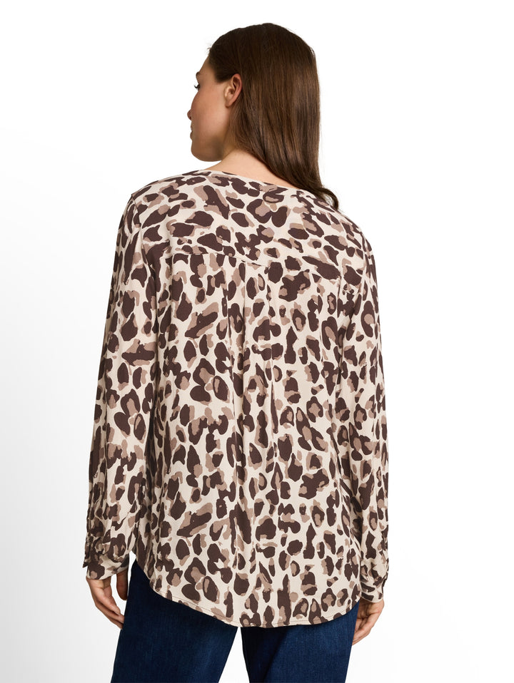 blouse easy longsleeves shape, brown beige leo print 40747 Bild 4