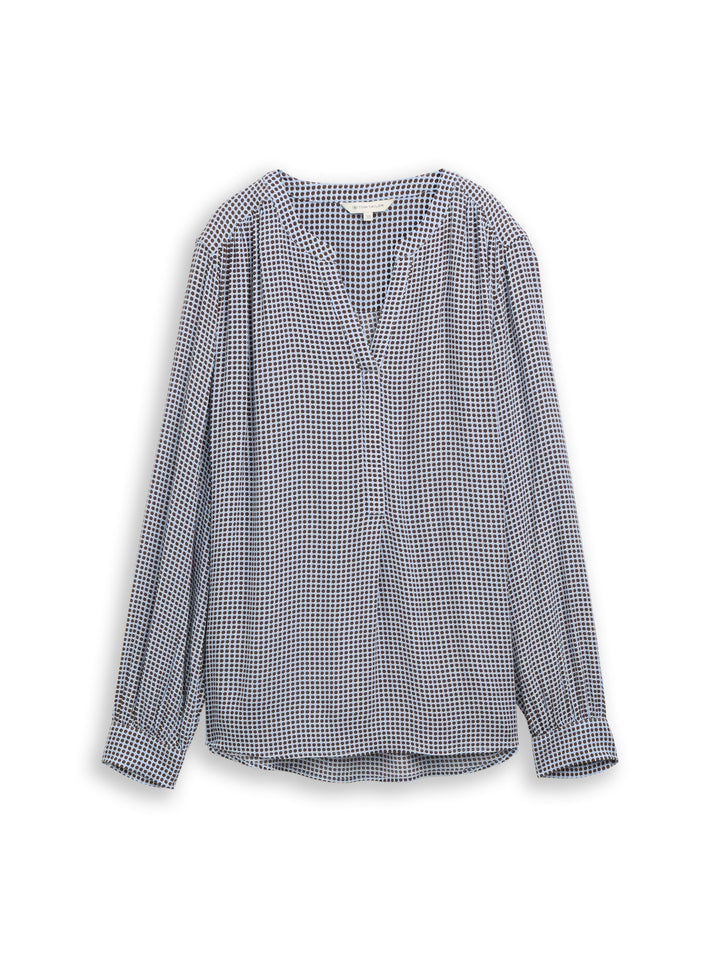 blouse easy longsleeves shape, small blue brown dot print 40770 Bild 1