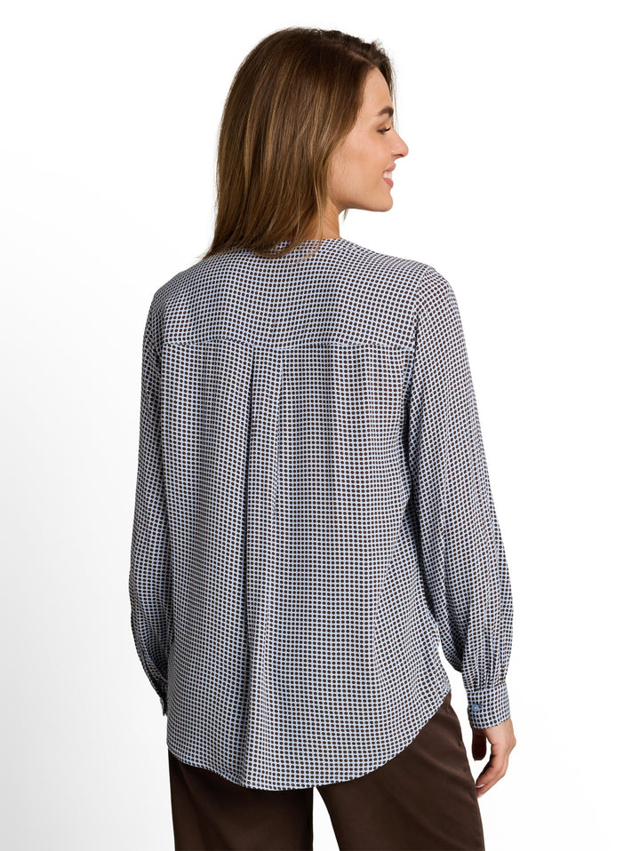 blouse easy longsleeves shape, small blue brown dot print 40770 Bild 4