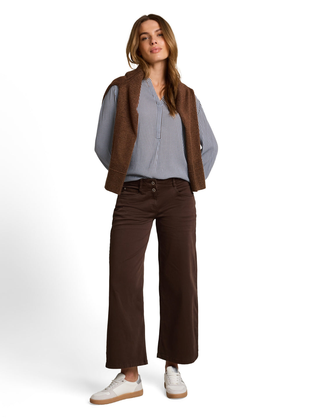 blouse easy longsleeves shape, small blue brown dot print 40770 Bild 7