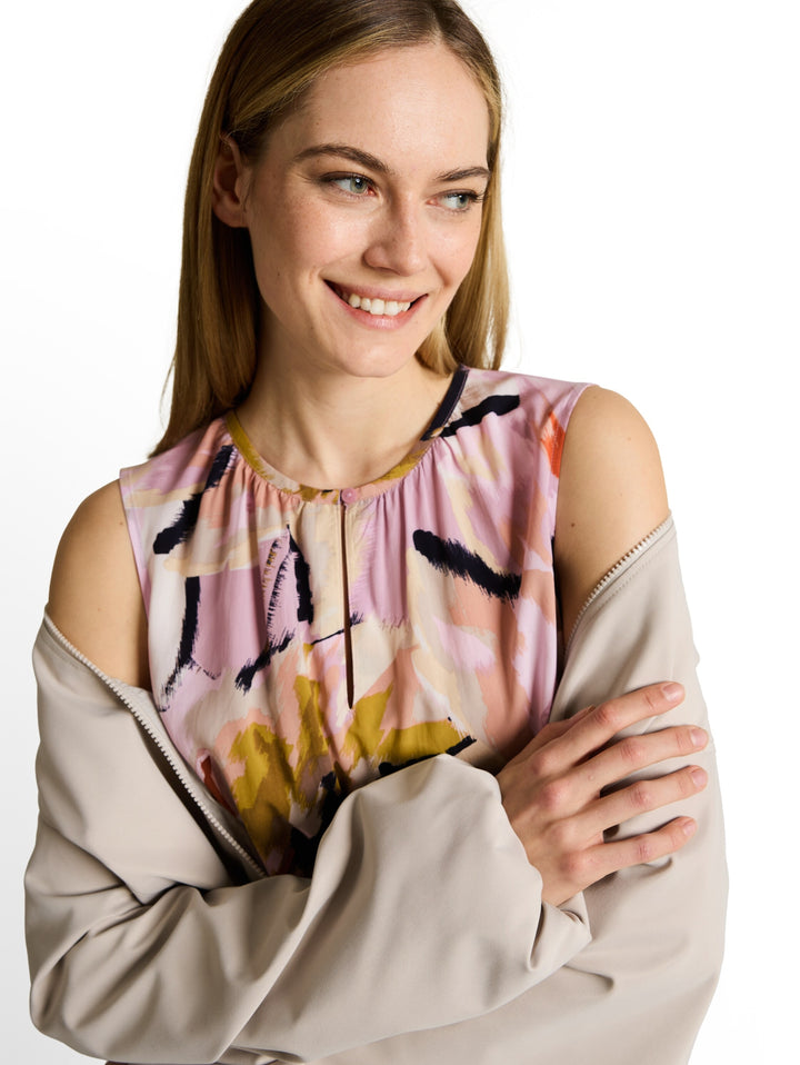 blouse feminine top, big abstract flower print 39736 Bild 5