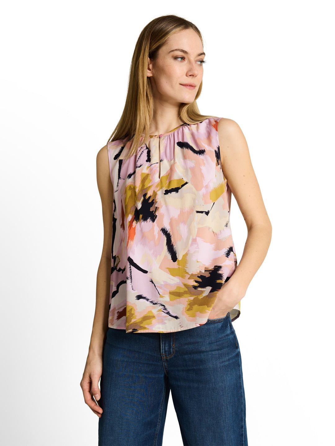 blouse feminine top, big abstract flower print 39736 Bild 6