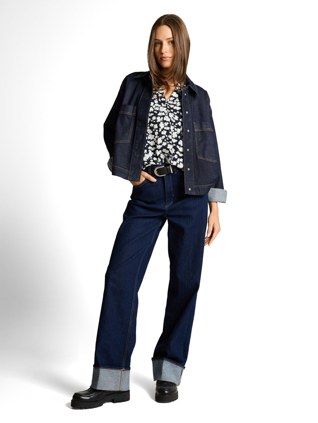 blouse printed shortsleeves, blue ginkgo minimal 39735 Bild 3