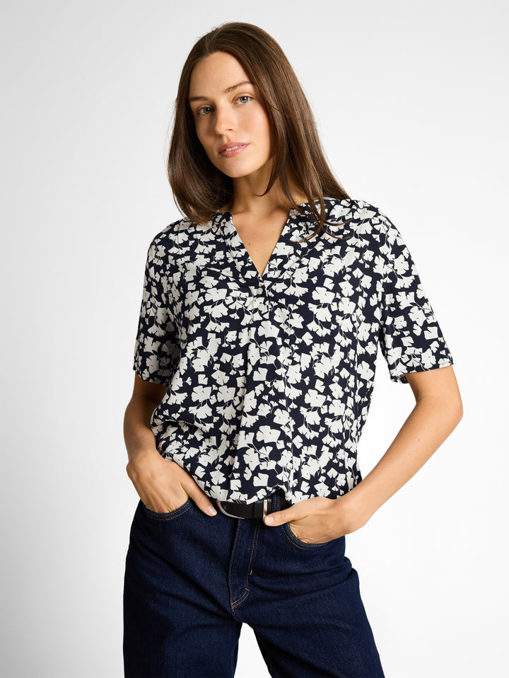 blouse printed shortsleeves, blue ginkgo minimal 39735 Bild 5