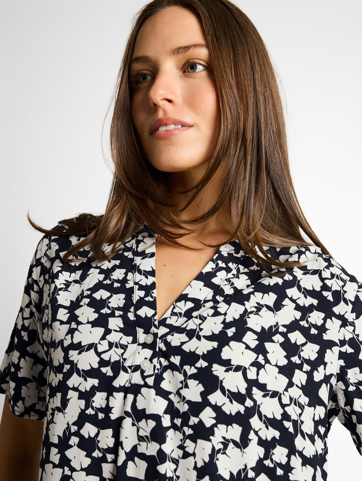 blouse printed shortsleeves, blue ginkgo minimal 39735 Bild 6