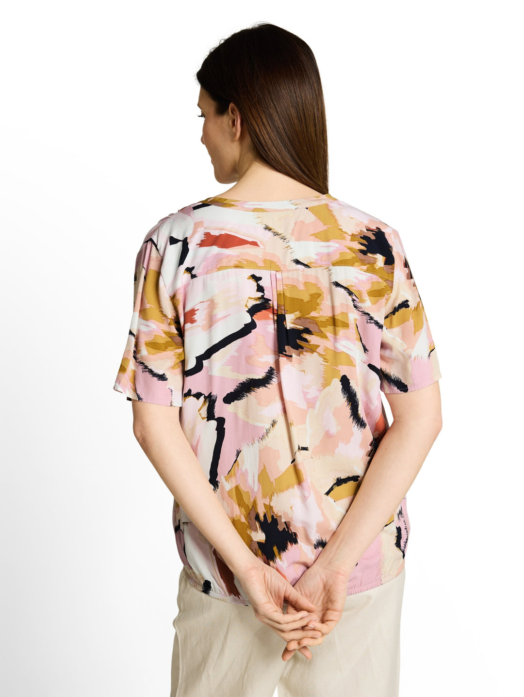 blouse printed shortsleeves, big abstract flower print 39736 Bild 10