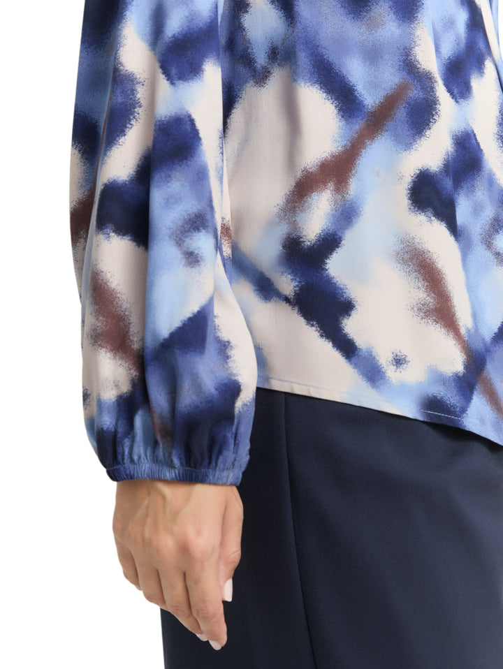 blouse printed V-neck, blue blurry argyle 39031 Bild 6