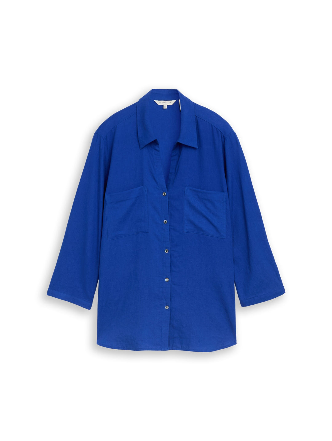 blouse shirt with linen, shiny royal blue 14531 Bild 1