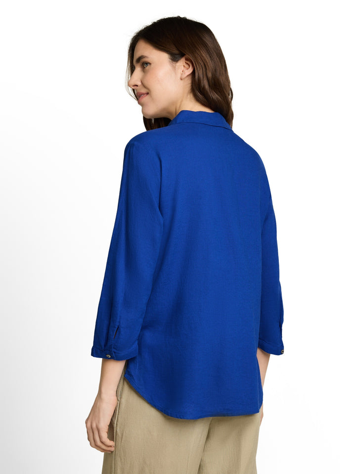 blouse shirt with linen, shiny royal blue 14531 Bild 4