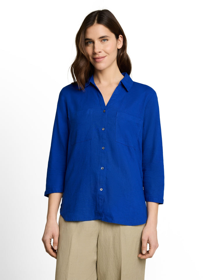 blouse shirt with linen, shiny royal blue 14531 Bild 5