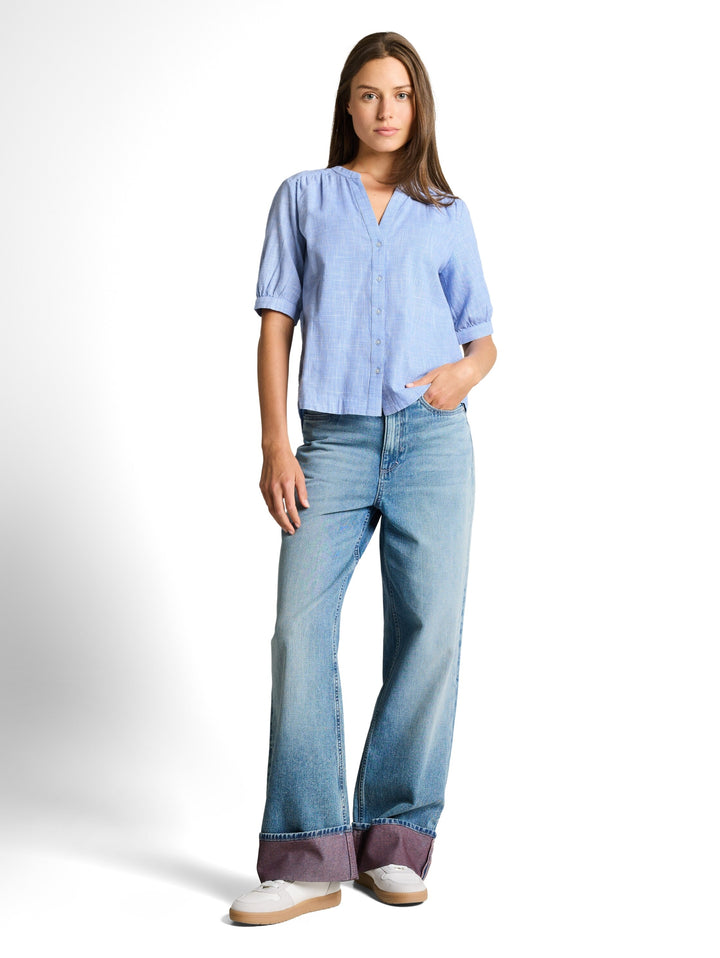 blouse shortsleeves slub struc, dreamy blue 22758 Bild 3