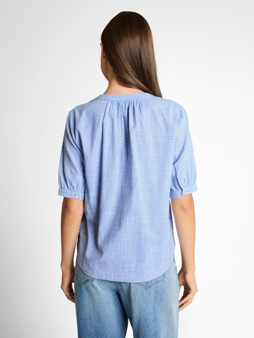 blouse shortsleeves slub struc, dreamy blue 22758 Bild 4