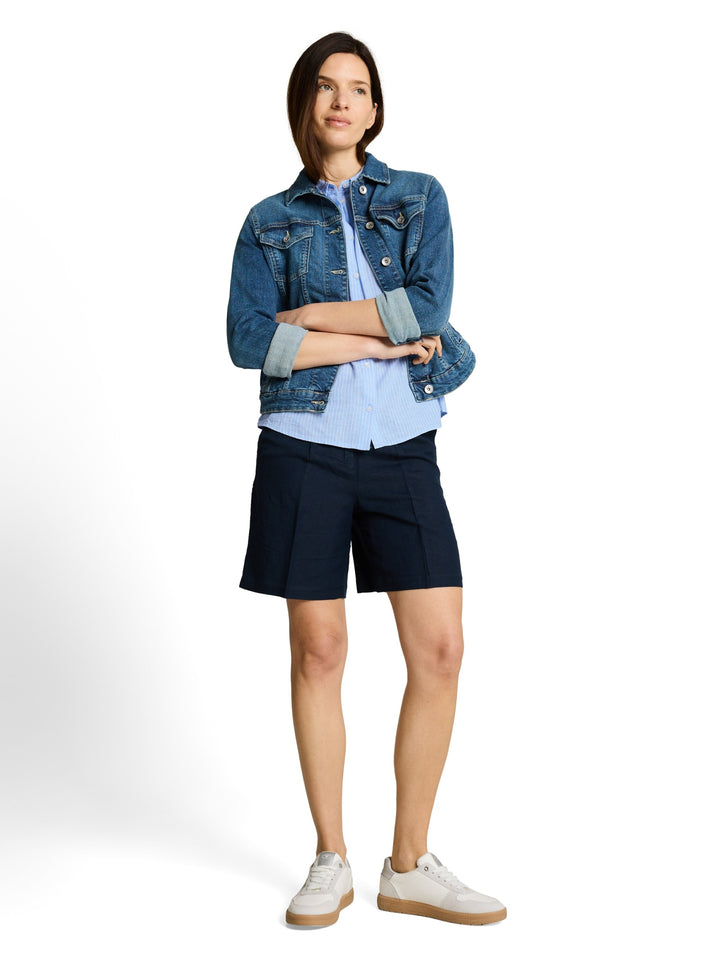 blouse shortsleeves with linen, fjord blue irregular stripe 39908 Bild 3