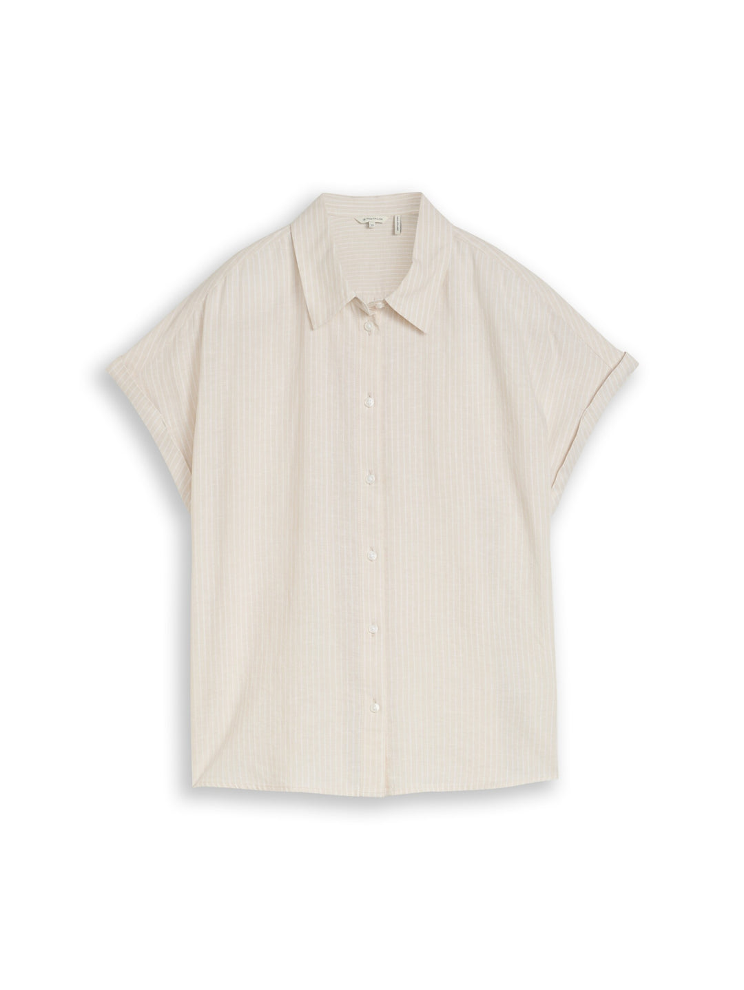 blouse shortsleeves with linen, taupe white irregular stripe 40073 Bild 1