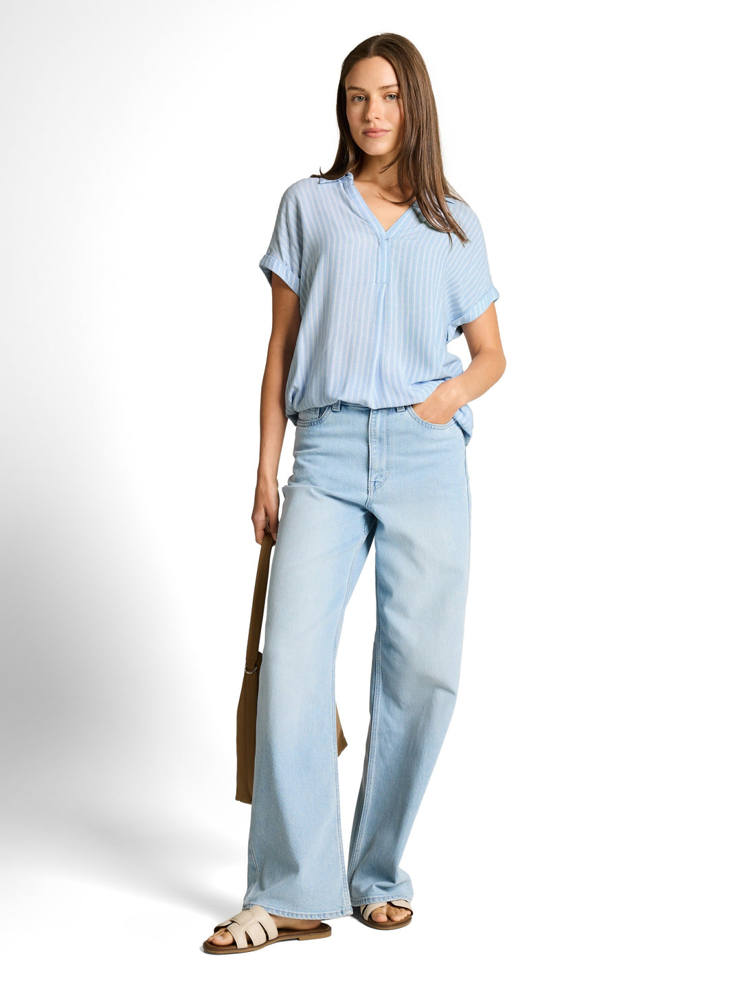 blouse striped shortsleeve, blue white stripe 39659 Bild 2