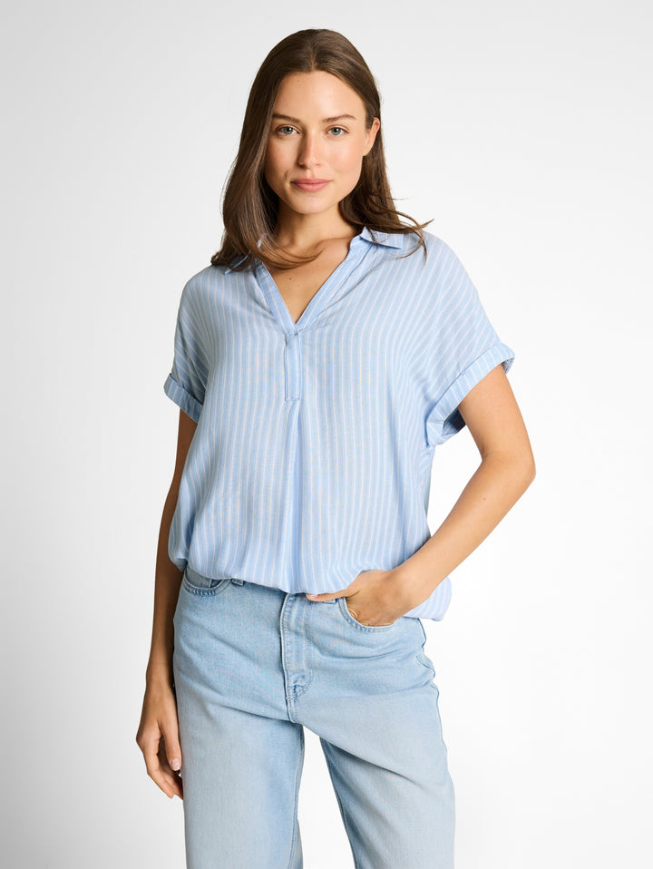 blouse striped shortsleeve, blue white stripe 39659 Bild 4