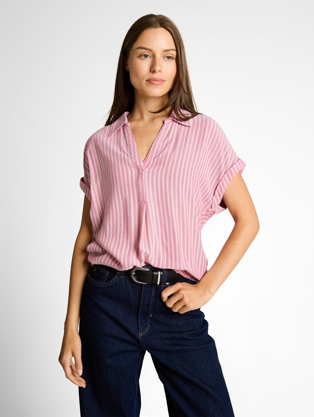 blouse striped shortsleeve, cozy pink white stripe 39663 Bild 4
