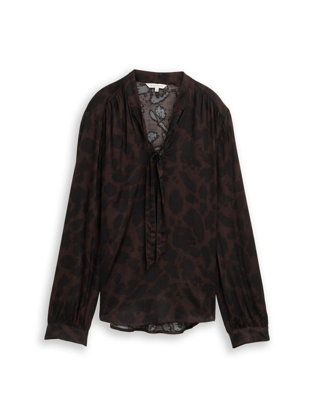 blouse with bow-tie collar, brown black big leo print 39039 Bild 3