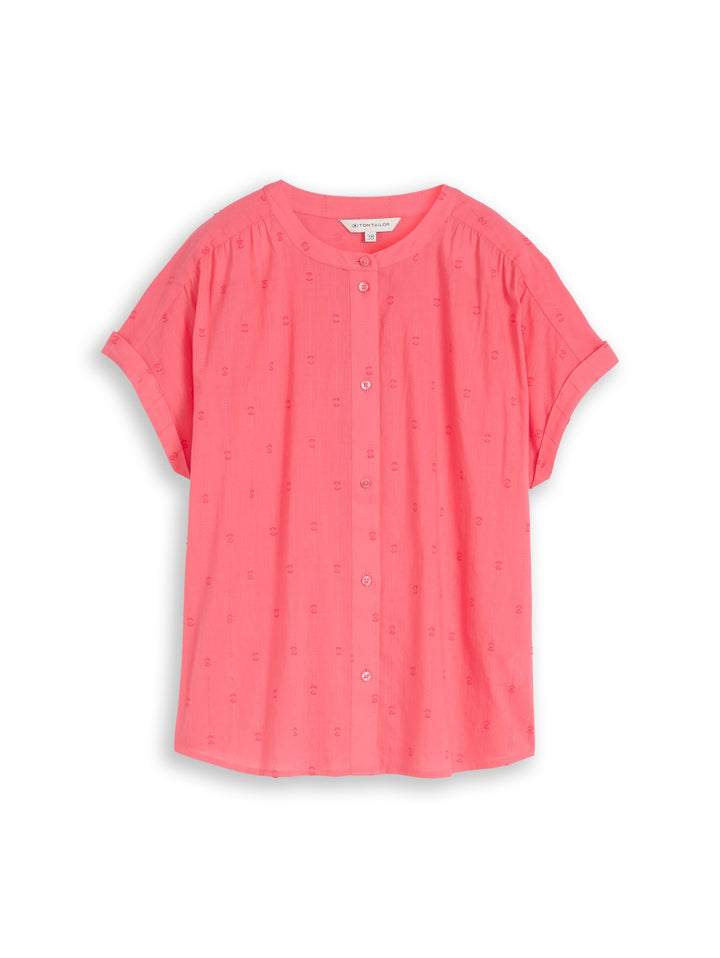 blouse with dobby fabric, soft coral pink 40029 Bild 1
