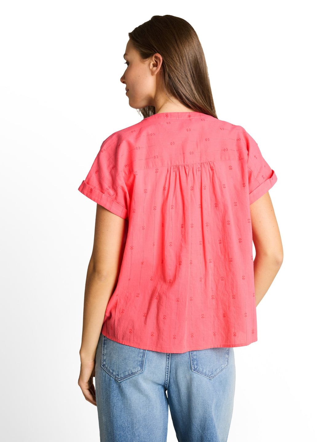 blouse with dobby fabric, soft coral pink 40029 Bild 4