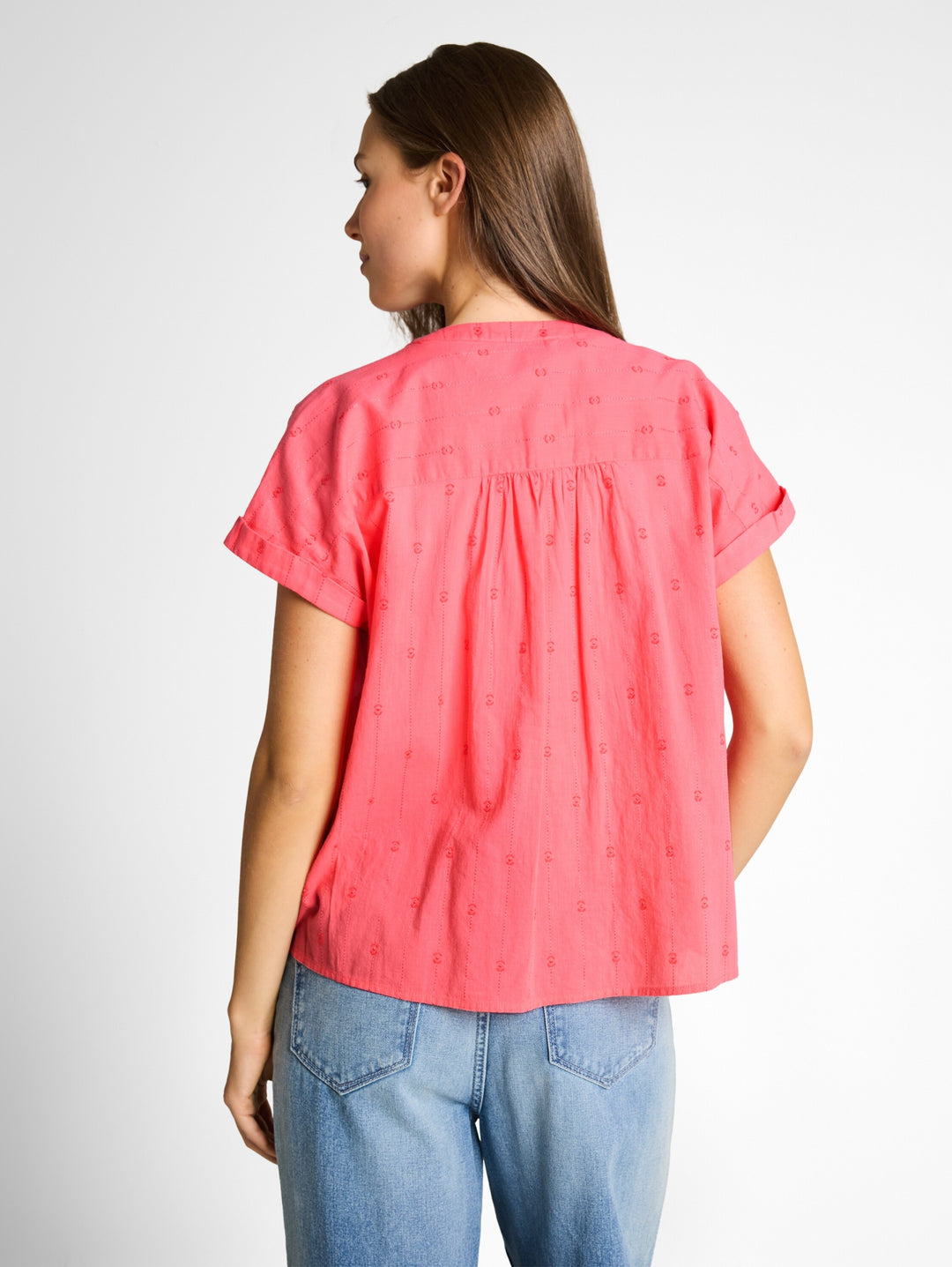 blouse with dobby fabric, soft coral pink 40029 Bild 4