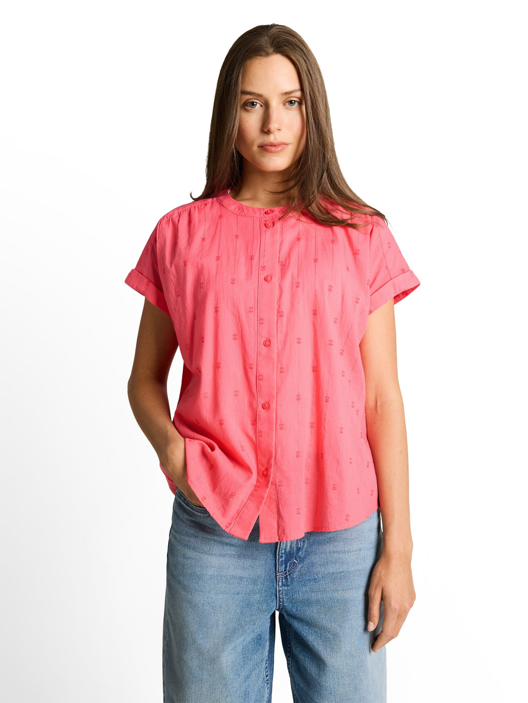 blouse with dobby fabric, soft coral pink 40029 Bild 6
