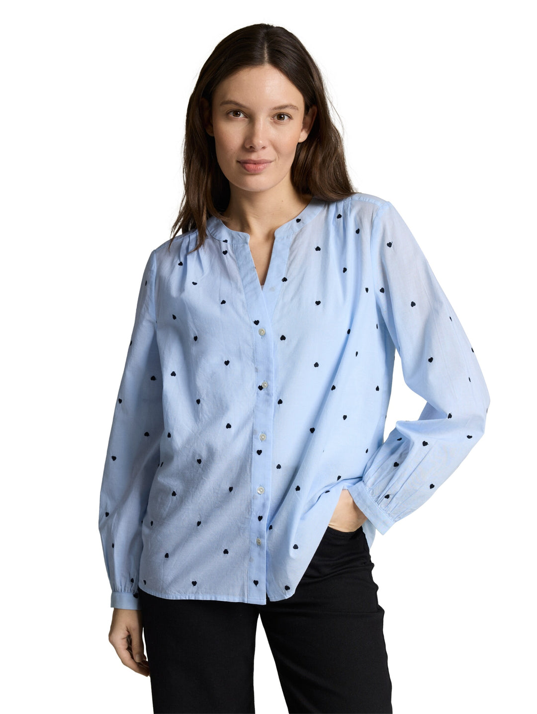 blouse with embroidery, blue heart design 39940 Bild 7