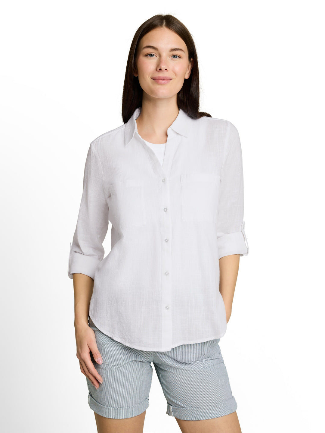 blouse with slub structure, White 20000 Bild 5