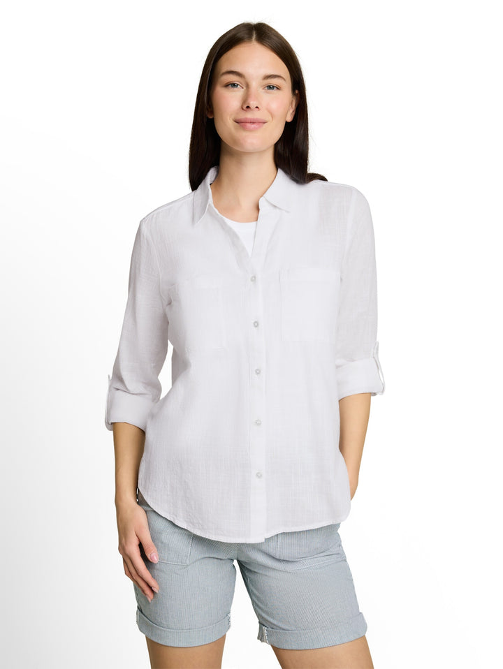 blouse with slub structure, White 20000 Bild 5