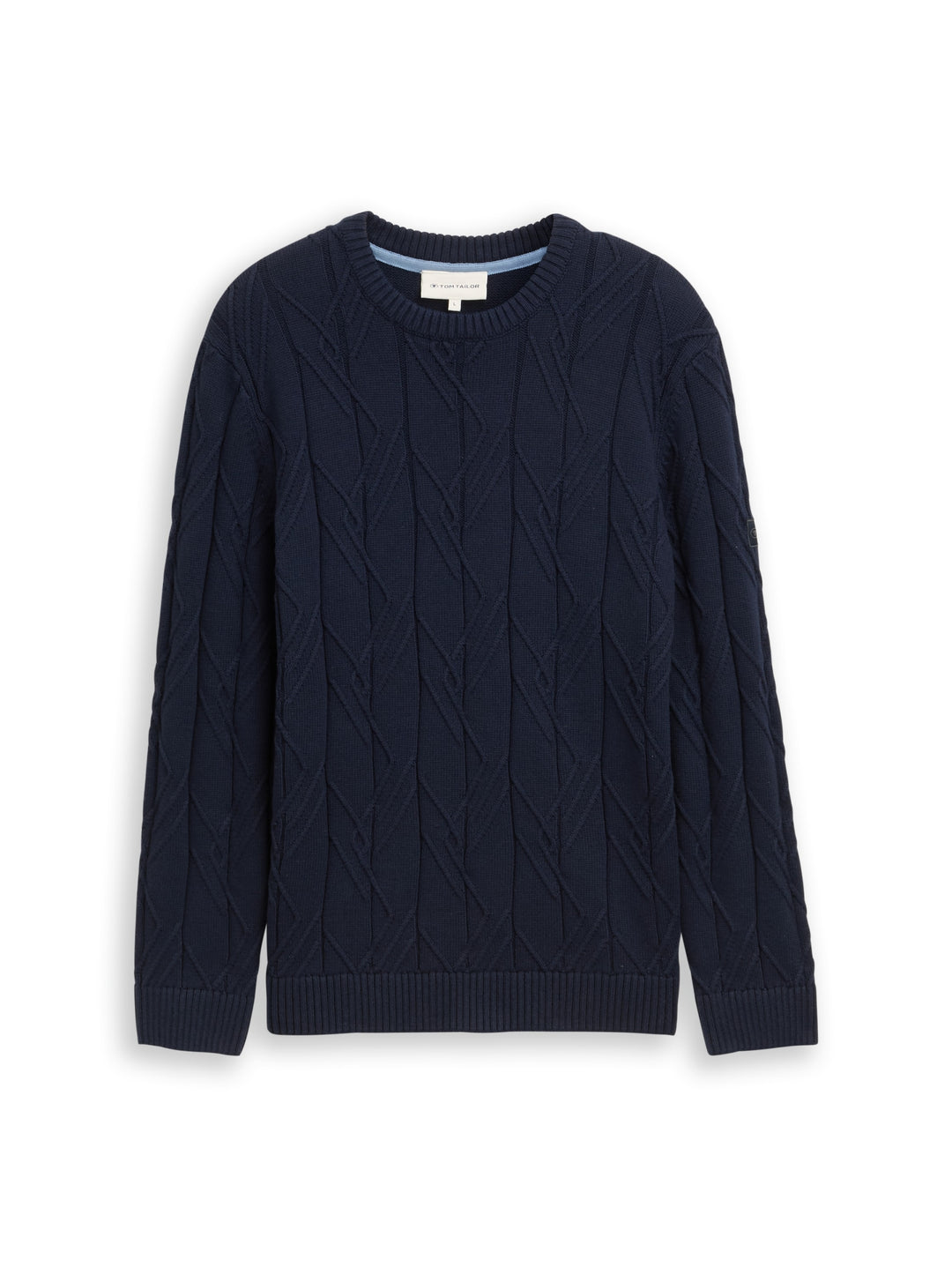 cable knit crew neck pullover, sky captain blue 10668 Bild 1