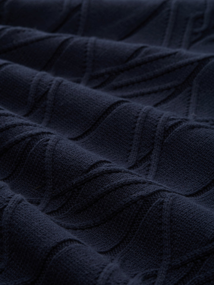 cable knit crew neck pullover, sky captain blue 10668 Bild 2