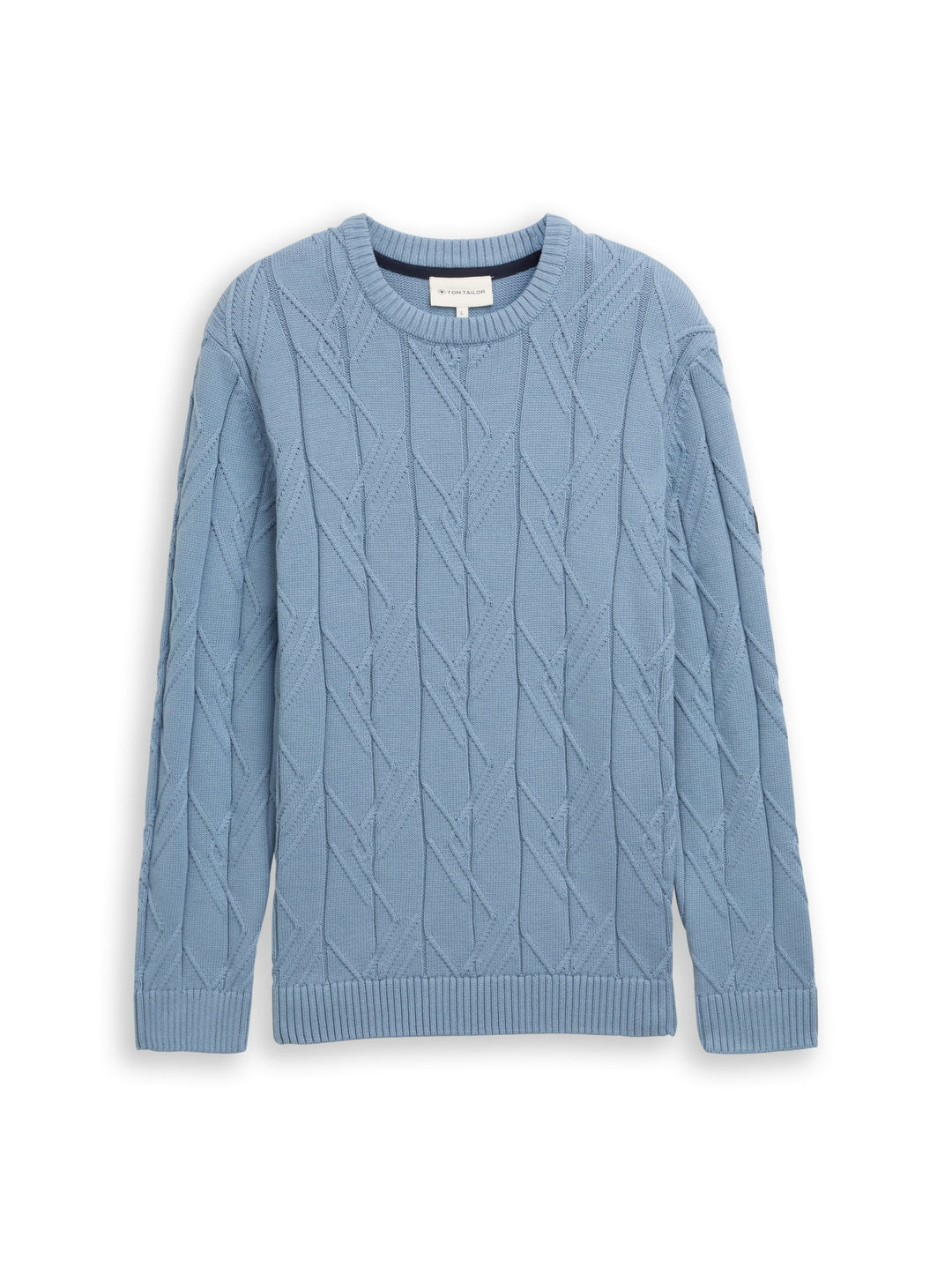 cable knit crew neck pullover, faded denim blue 28800 Bild 1
