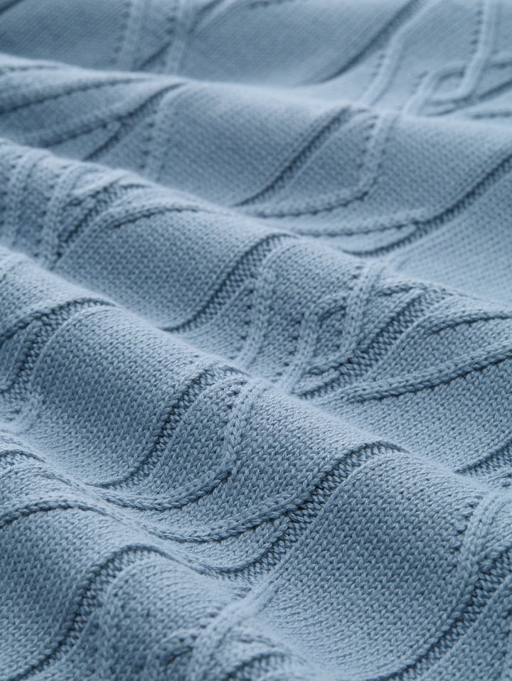 cable knit crew neck pullover, faded denim blue 28800 Bild 2