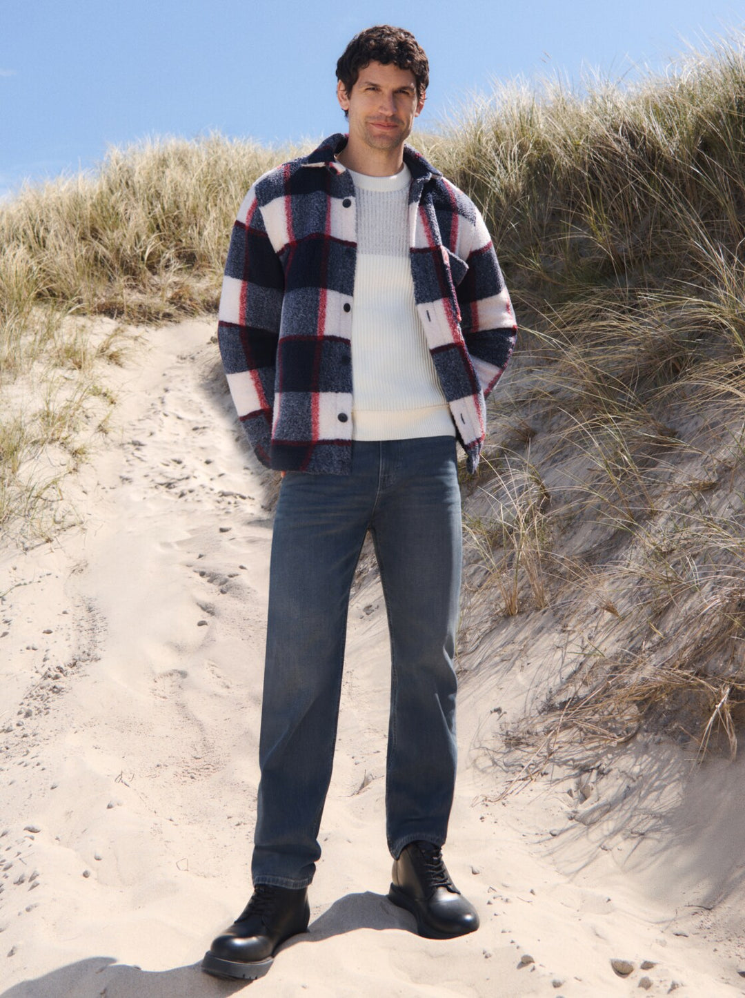 checked teddy overshirt, blue big check 38950 Bild 4