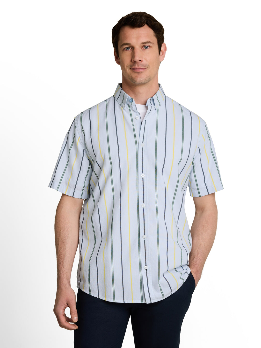 colorful striped oxford shirt, light blue irregular stripe 40212 Bild 5