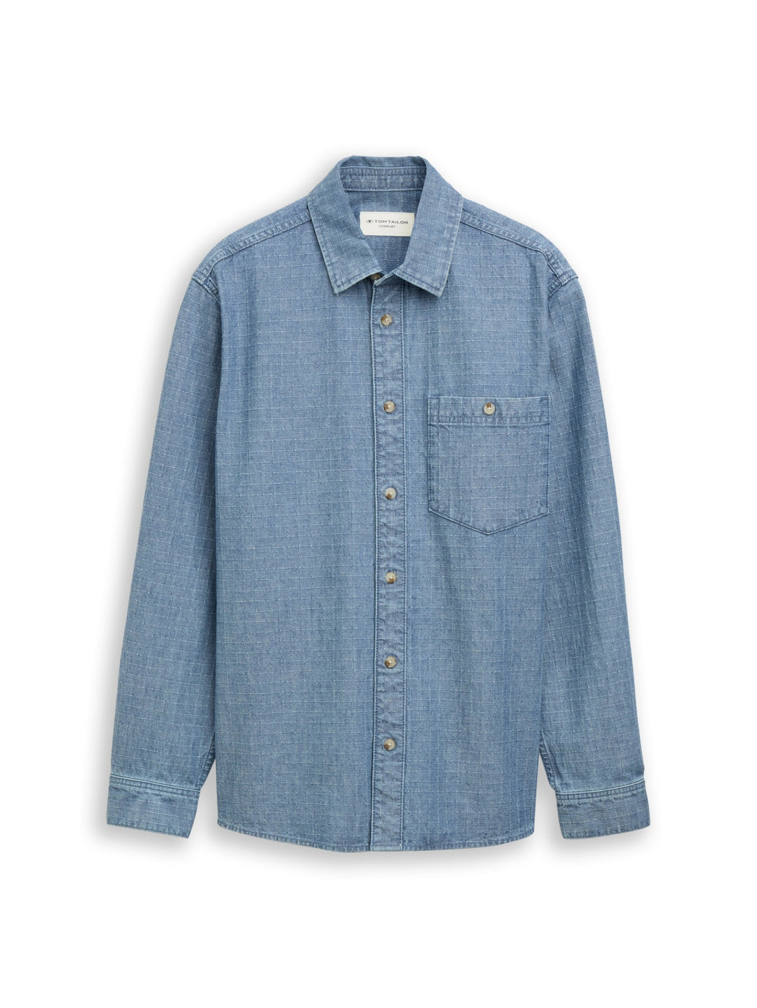 comfort checked denim shirt, mid blue denim check 40898 Bild 1