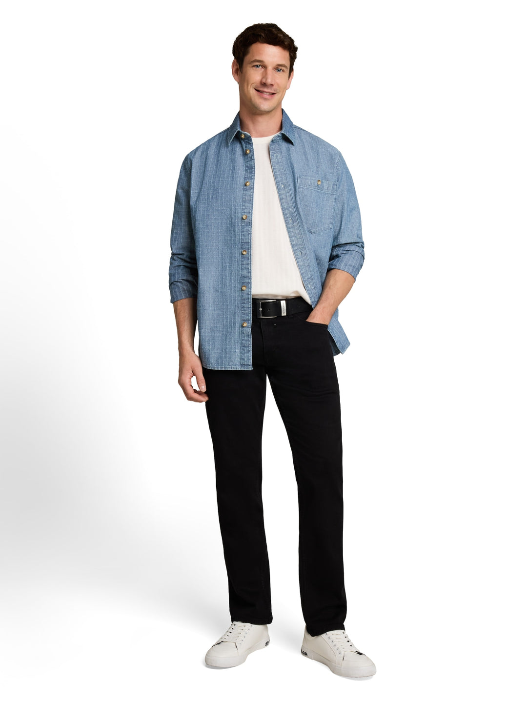 comfort checked denim shirt, mid blue denim check 40898 Bild 3