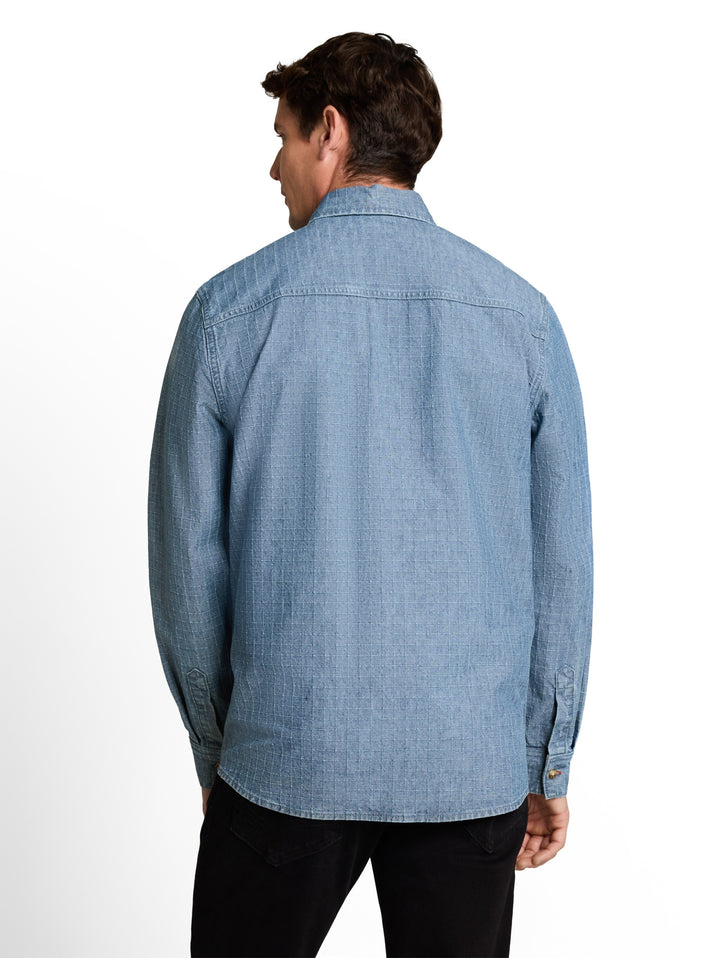 comfort checked denim shirt, mid blue denim check 40898 Bild 4