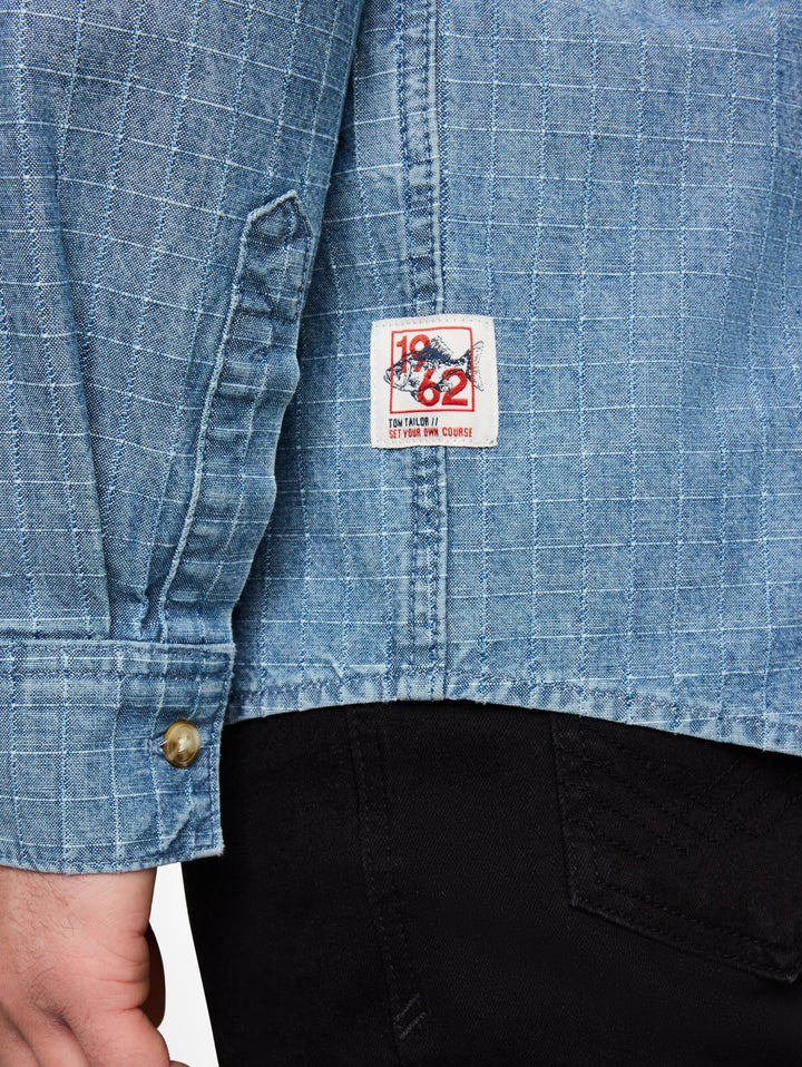 comfort checked denim shirt, mid blue denim check 40898 Bild 5