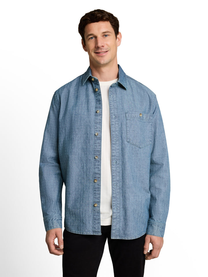 comfort checked denim shirt, mid blue denim check 40898 Bild 6