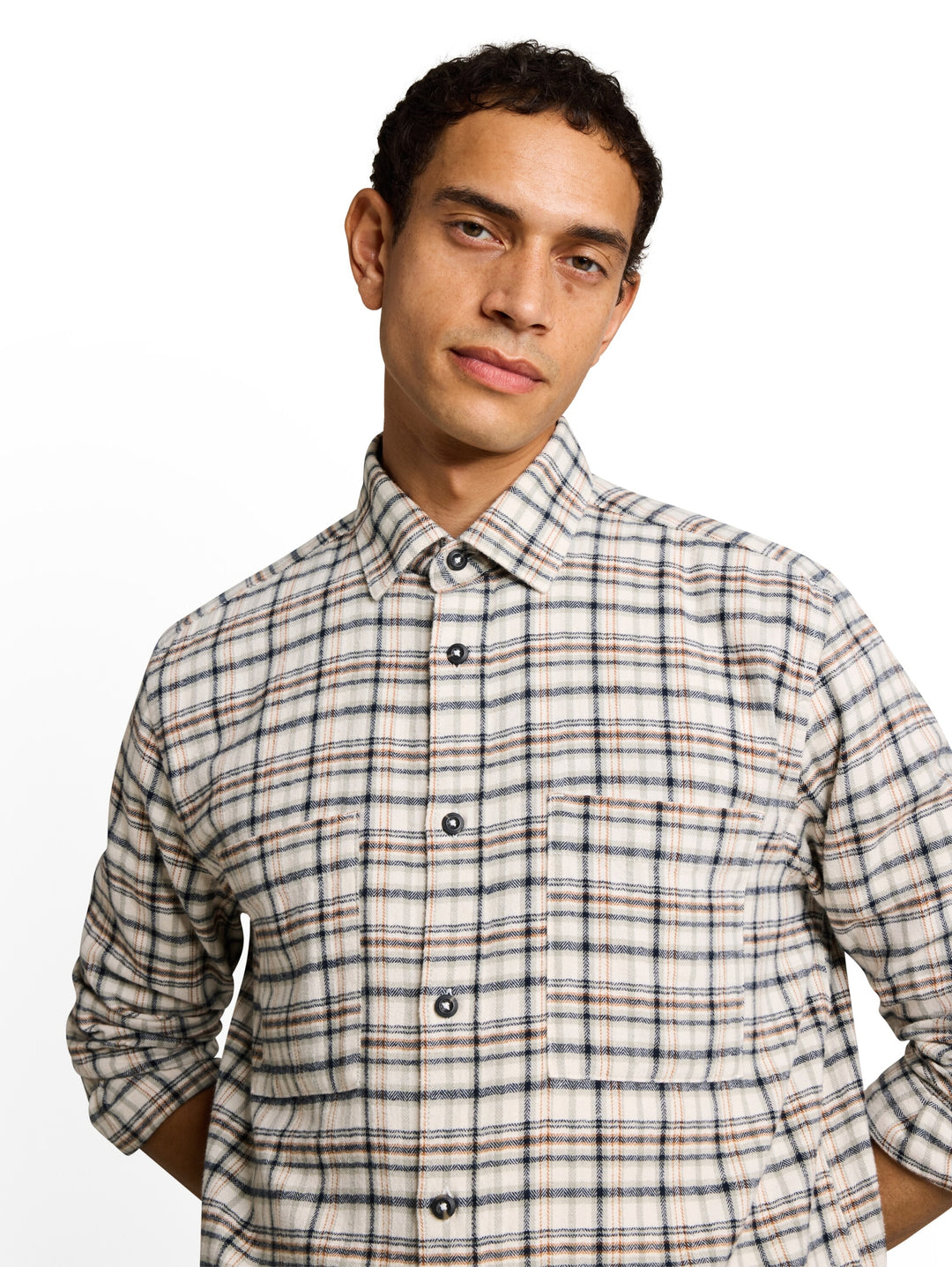 comfort checked shirt, white based mint check 40684 Bild 6