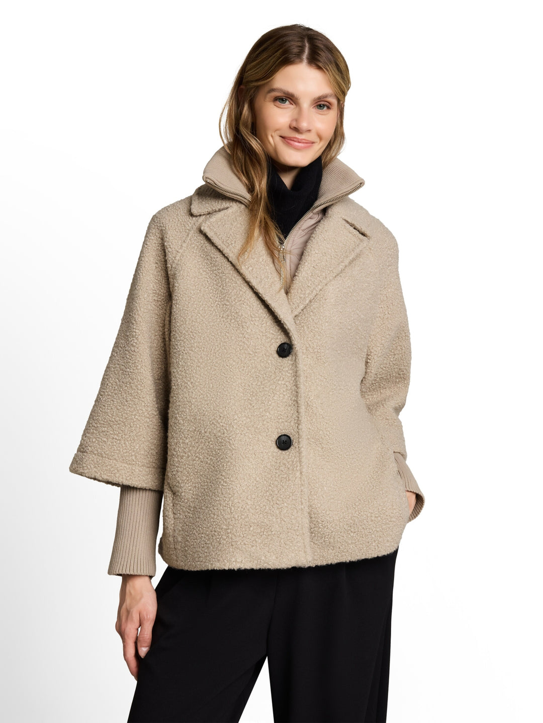 cosy cape jacket, soft taupe grey boucle 39720 Bild 5